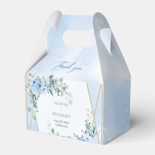 Ballotins Bleu rustique bleu Floral cadre or eucalyptus (Verso)