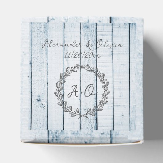 Ballotins Bleu Rustique Monogramme Mariage Favor Box (Haut)