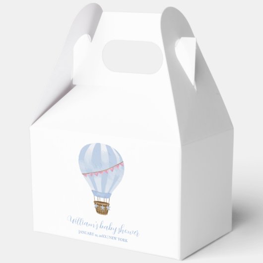Ballotins Bleu Simple Hot Air Balloon Baby shower garçon (Verso)