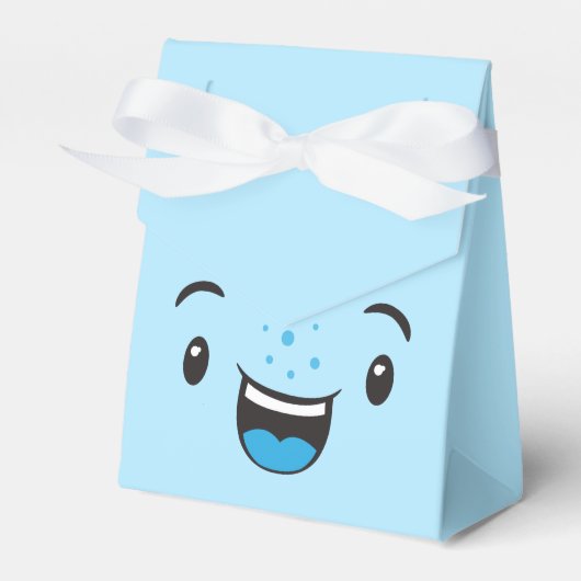 Ballotins Bleu souriant Kawaii boîte cadeau visage (Verso)