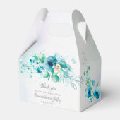 Ballotins Bleu turquoise fleurs vertes fleurs florales boîte (Verso)