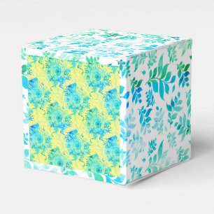 Ballotins Bleus turquoise avec jaune et blanc, floral