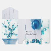 Ballotins Blue and White Tent Baby Shower Favor Box. (Déplié)