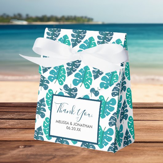 Ballotins Blue Botanical Beach Palm Foliage Mariage