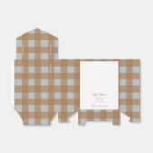 Ballotins Blue & Brown Gingham Shower Thank You Favor Box (Déplié)