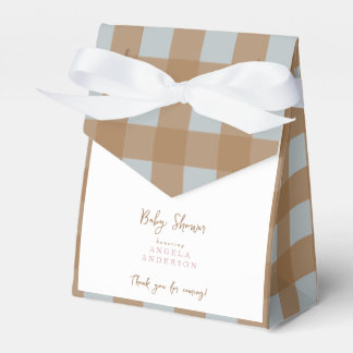 Ballotins Blue & Brown Gingham Shower Thank You Favor Box