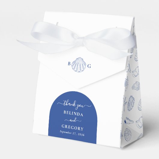 Ballotins Blue Clam Seashells Coastal Seaside Beach Wedding (Verso)