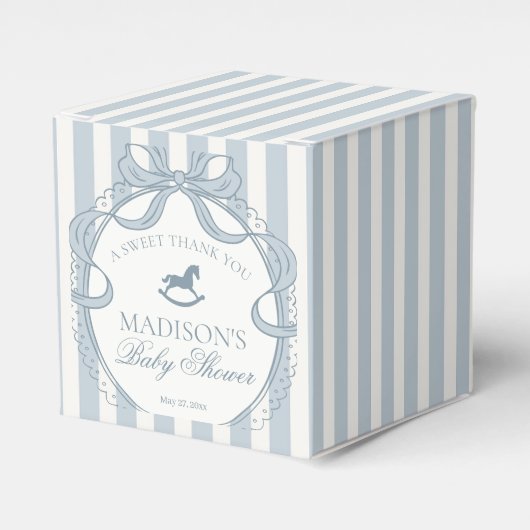 Ballotins Blue Coquette Bow Rocking Horse Baby Shower (Verso)