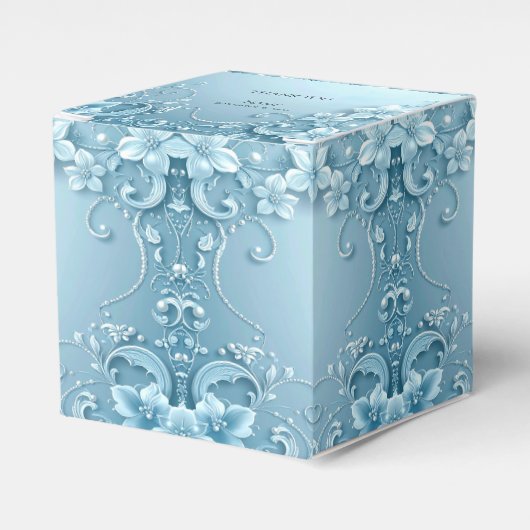 Ballotins Blue Decorative Floral Favor Box (Verso)