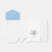 Ballotins Blue Floral Elephant bébé garçon douche Merci (Déplié)