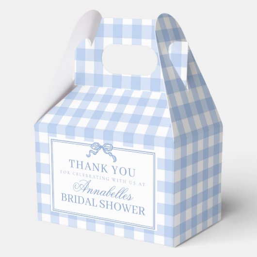 Ballotins Blue Gingham Coquette Bow Bridal Shower Favor (Recto)