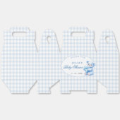 Ballotins Blue Gingham Teddy Bear Neutral Baby Shower (Déplié)