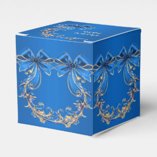 Ballotins Blue Gold Flowers Holiday Box Cadeau
