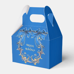 Ballotins Blue Gold Flowers Holiday Box Cadeau