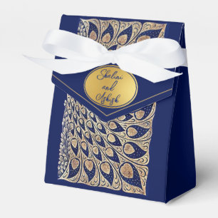 Ballotins Blue Gold Peacock Art Nouveau Mariage Favor Box