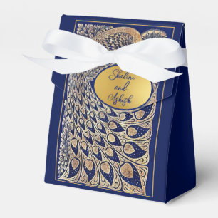 Ballotins Blue Gold Peacock Indian Wedding Favor Box