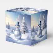 Ballotins Blue Hat Snowman Christmas Tree Holiday Favor Box (Arrière)