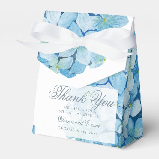 Ballotins Blue Hydrangea Sophisticated Wedding Favor Box (Verso)