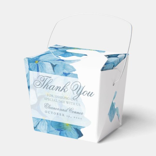Ballotins Blue Hydrangea Sophisticated Wedding Favor Box (Verso)