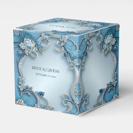 Ballotins Blue Ornate Floral Favor Box (Verso)