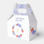 Ballotins Blue Red Floral Wreath Garçon fille Baptême (Arrière)