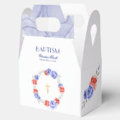 Ballotins Blue Red Floral Wreath Garçon fille Baptême (Ouvert)