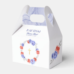 Ballotins Blue Red Floral Wreath Garçon fille Baptême