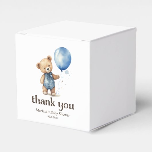 Ballotins Blue Teddy Bear Boy Baby shower Merci (Verso)