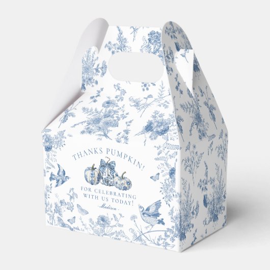 Ballotins Blue Toile Pumpkin French Fall Dessert Favor Boxes (Arrière)