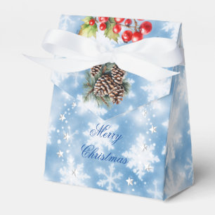 Ballotins Blue White Snowflakes Pine Cône Rouge Berries Cade