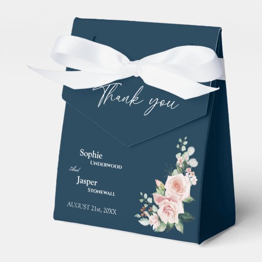 Ballotins Blush Floral Marine Mariage Ballotin de Merci (Verso)