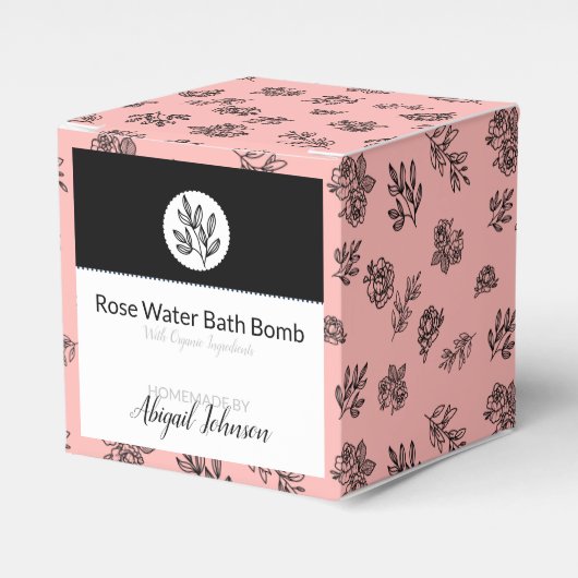 Ballotins Blush moderne Roses & Feuilles Line Art Bain Bombe (Verso)