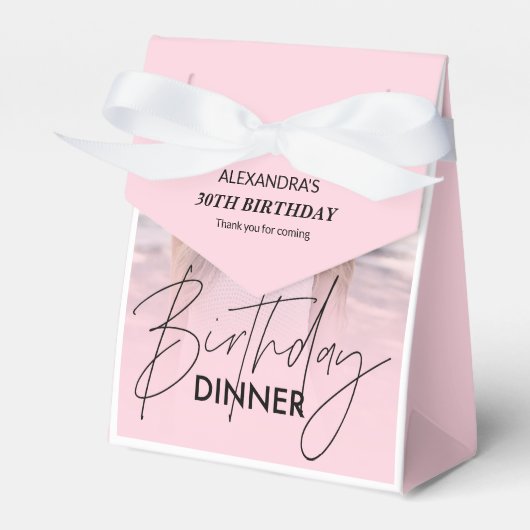 Ballotins Blush Pink Gradient Photo Birthday Dinner (Verso)