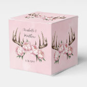 Ballotins Boho Antler avec Mariage Pink Peonies (Verso)