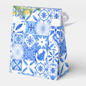 Ballotins Boho Bleu carreaux et citron Arch mariage Merci (Arrière)