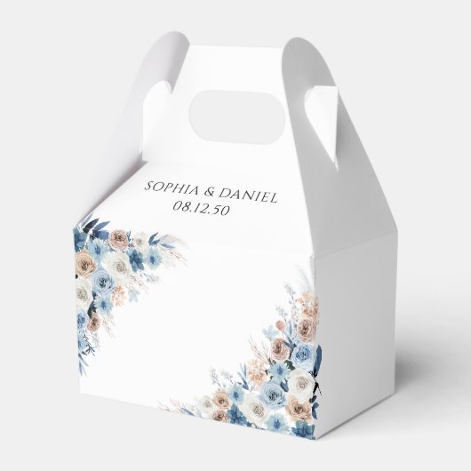 Ballotins Boho bleu Floral Mariage Favor Box (Verso)