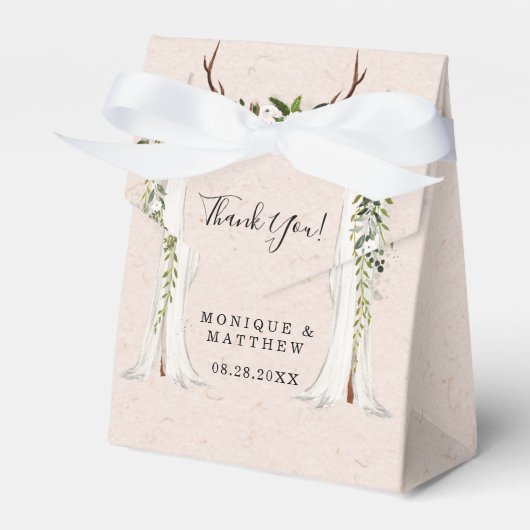 Ballotins Boho Deer Antlers White Canopy Mariage Merci (Verso)