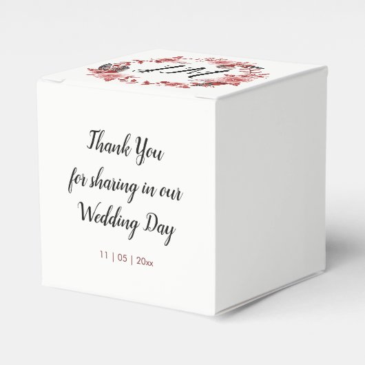 Ballotins Boho Feather Bourgogne Rose Wreath Monogramme (Verso)