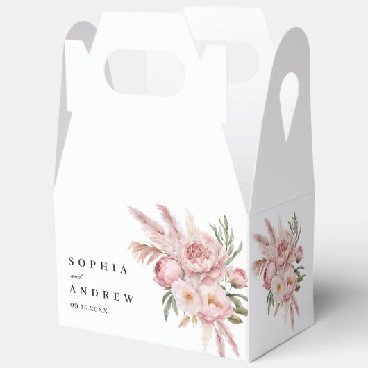 Ballotins Boho Fleurs roses Pampas Mariage en herbe (Ouvrir)