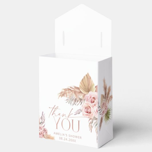 Ballotins Boho Floral Pampas Rose Merci or Ballotin (Ouvert)