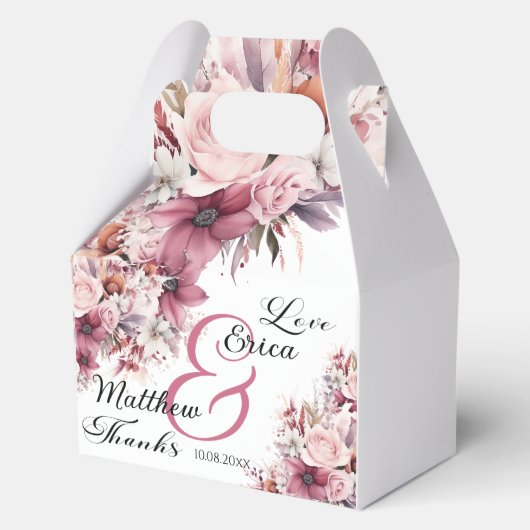 Ballotins Boho rose Dusty Floral Mariage de script moderne (Recto)