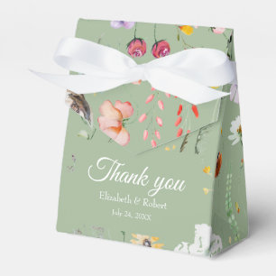 Ballotins Boho Sage Vert Boîte de Faveur de Mariage Fleurs S