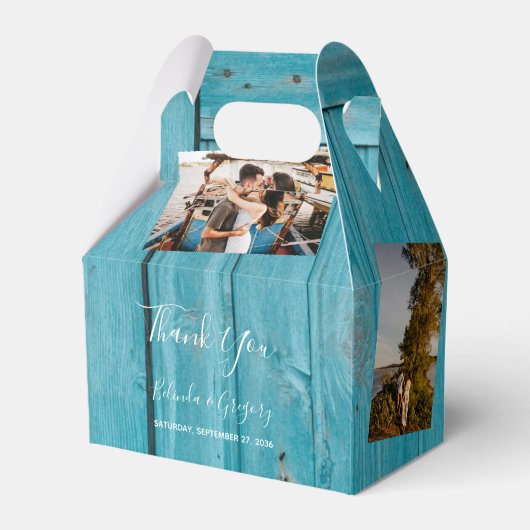 Ballotins Bois bleu rustique 4 Photos Mariage (Verso)