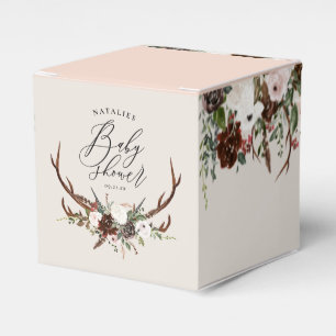Ballotins Bois rustique aquarelle baby shower floral préfé