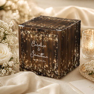 Ballotins Bois Rustique Blanc Floral Chaîne Lumières Mariage