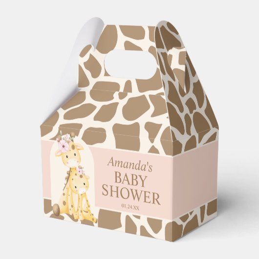 Ballotins Boîte à Baby shower de girafe fille (Verso)