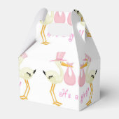 Ballotins Boîte à cadeaux Baby shower en cigogne rose (Arrière)