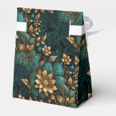 Ballotins Boîte à dragées botanique turquoise et bronze de l (Arrière)