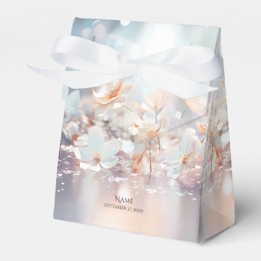 Ballotins Boîte à Faveur Florale Pêche Blanche (Verso)