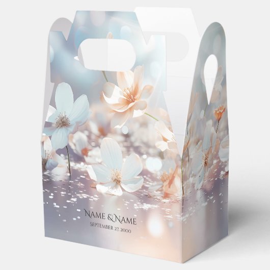 Ballotins Boîte à Faveur Florale Pêche Blanche (Ouvert)